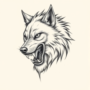 Pencil And Marker Outline Werewolf Tattoo