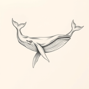 Pencil And Marker Outline Whale Tattoo