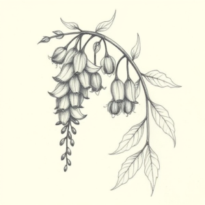 Pencil And Marker Outline Wisteria Tattoo