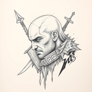 Pencil And Marker Outline Witcher Tattoo