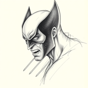 Pencil And Marker Outline Wolverine Tattoo