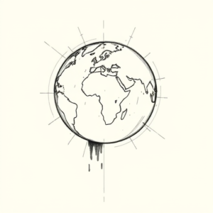 Pencil And Marker Outline World Tattoo