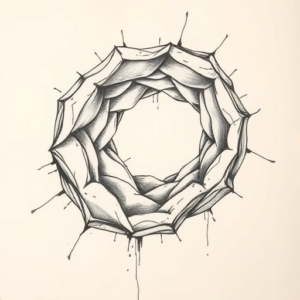 Pencil And Marker Outline Wormhole Tattoo