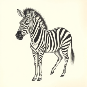 Pencil And Marker Outline Zebra Tattoo
