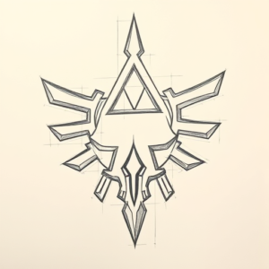 Pencil And Marker Outline Zelda Tattoo