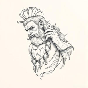 Pencil And Marker Outline Zeus Tattoo