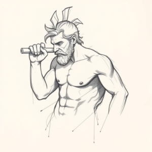 Pencil Blocking Sketch Achilles Tattoo