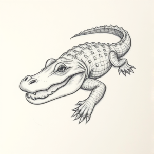 Pencil Blocking Sketch Alligator Tattoo