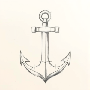 Pencil Blocking Sketch Anchor Tattoo
