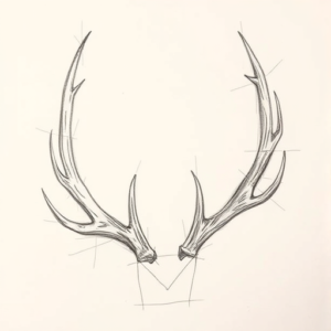Pencil Blocking Sketch Antler Tattoo