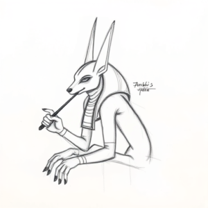 Pencil Blocking Sketch Anubis Tattoo