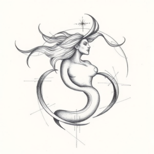 Pencil Blocking Sketch Aquarius Tattoo