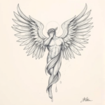 Pencil Blocking Sketch Archangel Tattoo