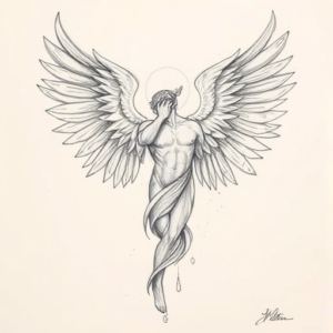 Pencil Blocking Sketch Archangel Tattoo