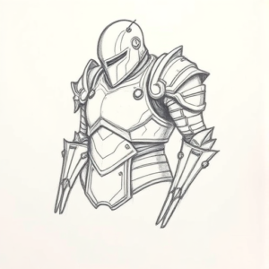 Pencil Blocking Sketch Armor Tattoo