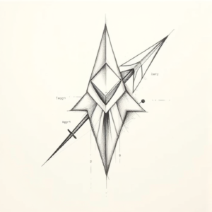Pencil Blocking Sketch Arrowhead Tattoo