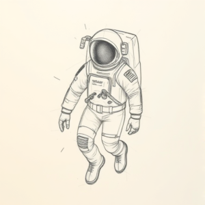 Pencil Blocking Sketch Astronaut Tattoo