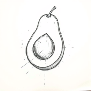 Pencil Blocking Sketch Avocado Tattoo