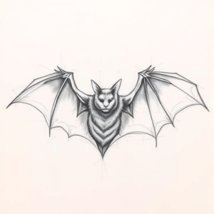 Pencil Blocking Sketch Bat Tattoo