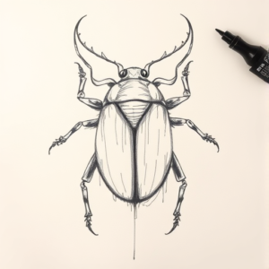 Pencil Blocking Sketch Beetle Tattoo