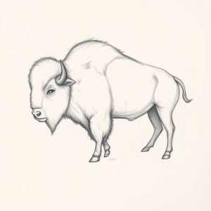 Pencil Blocking Sketch Bison Tattoo