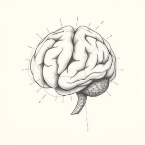 Pencil Blocking Sketch Brain Tattoo