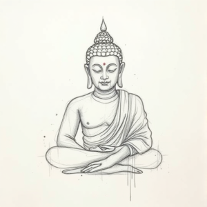 Pencil Blocking Sketch Buddha Tattoo