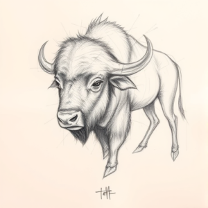 Pencil Blocking Sketch Buffalo Tattoo