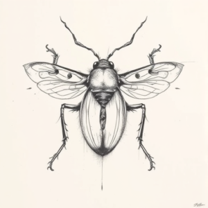 Pencil Blocking Sketch Bug Tattoo