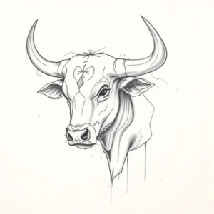 Pencil Blocking Sketch Bull Tattoo