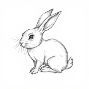 Pencil Blocking Sketch Bunny Tattoo