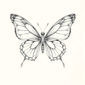 Pencil Blocking Sketch Butterfly Tattoo