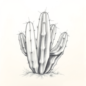 Pencil Blocking Sketch Cactus Tattoo