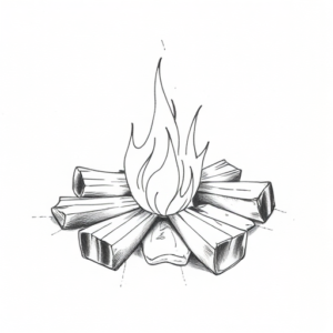 Pencil Blocking Sketch Campfire Tattoo