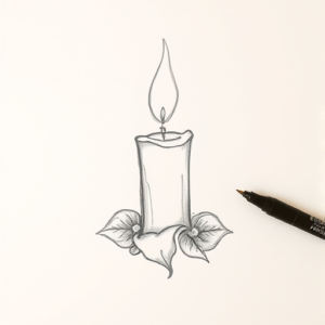 Pencil Blocking Sketch Candle Tattoo