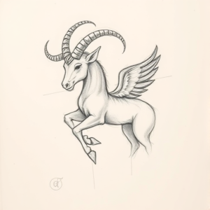 Pencil Blocking Sketch Capricorn Tattoo