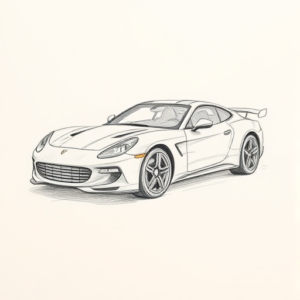 Pencil Blocking Sketch Car Tattoo