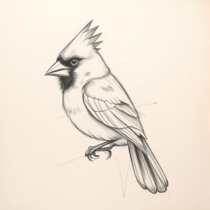 Pencil Blocking Sketch Cardinal Tattoo