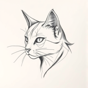 Pencil Blocking Sketch Cat Tattoo