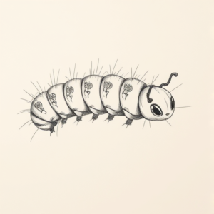 Pencil Blocking Sketch Caterpillar Tattoo