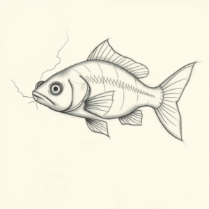 Pencil Blocking Sketch Catfish Tattoo
