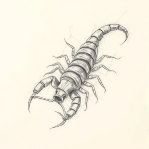 Pencil Blocking Sketch Centipede Tattoo