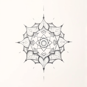 Pencil Blocking Sketch Chakra Tattoo