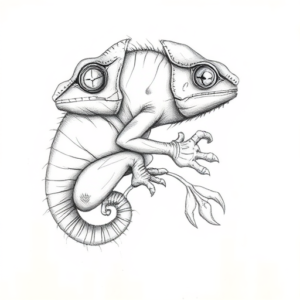 Pencil Blocking Sketch Chameleon Tattoo
