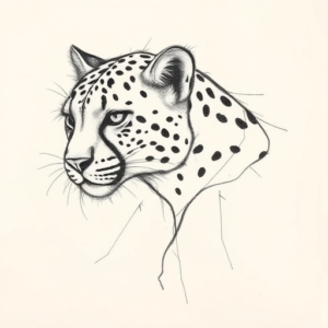 Pencil Blocking Sketch Cheetah Tattoo