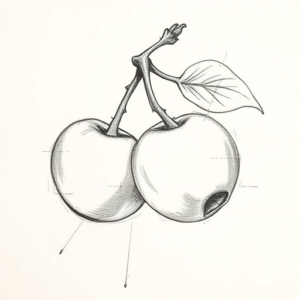 Pencil Blocking Sketch Cherry Tattoo