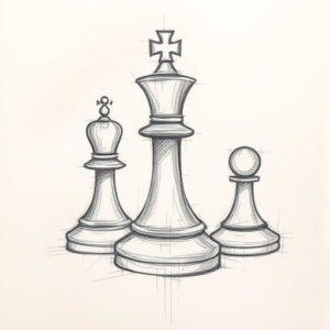 Pencil Blocking Sketch Chess Tattoo