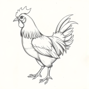 Pencil Blocking Sketch Chicken Tattoo