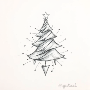 Pencil Blocking Sketch Christmas Tattoo