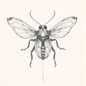 Pencil Blocking Sketch Cicada Tattoo
